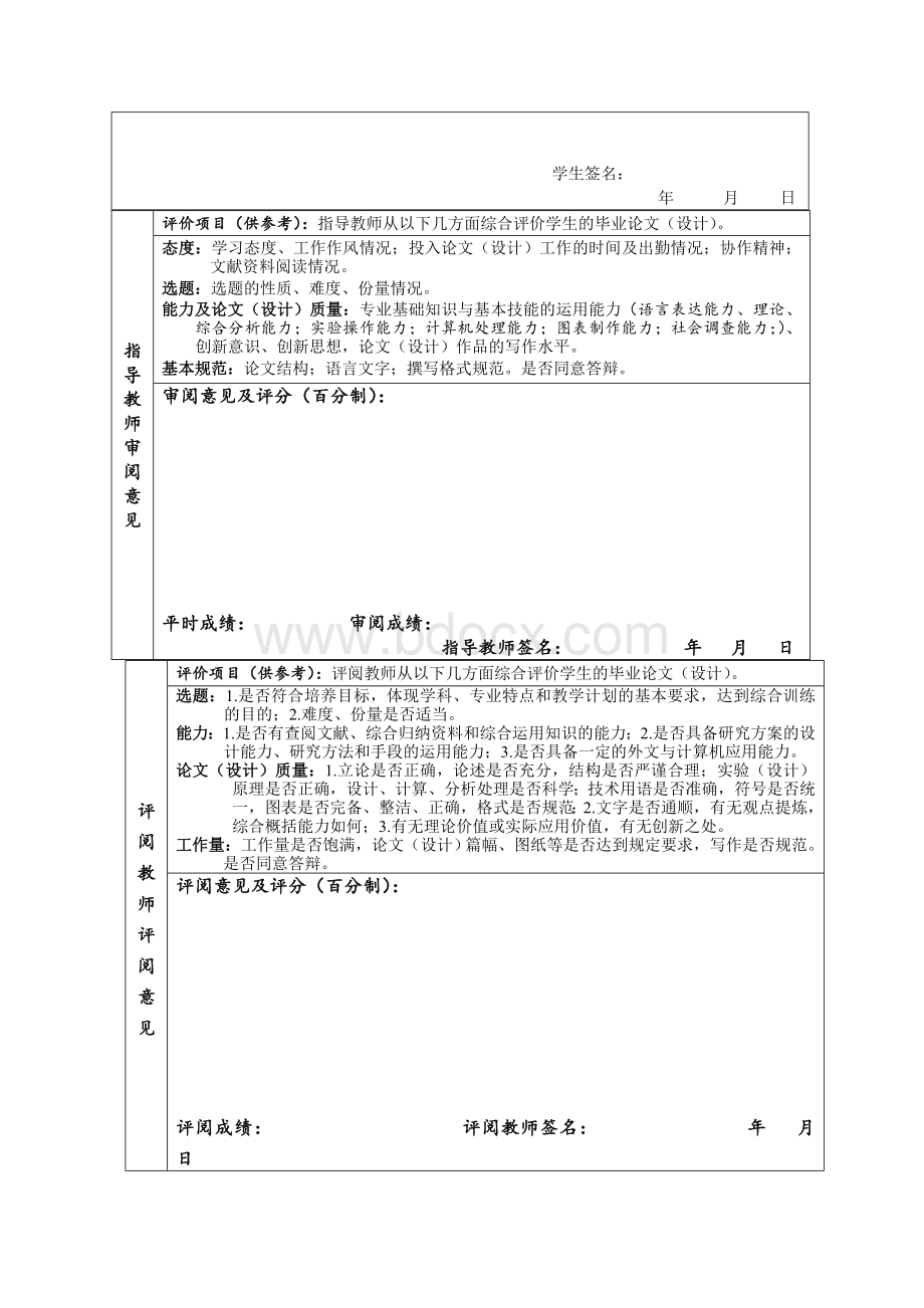 毕业论文设计评议考核书标准格式Word格式文档下载.doc_第3页