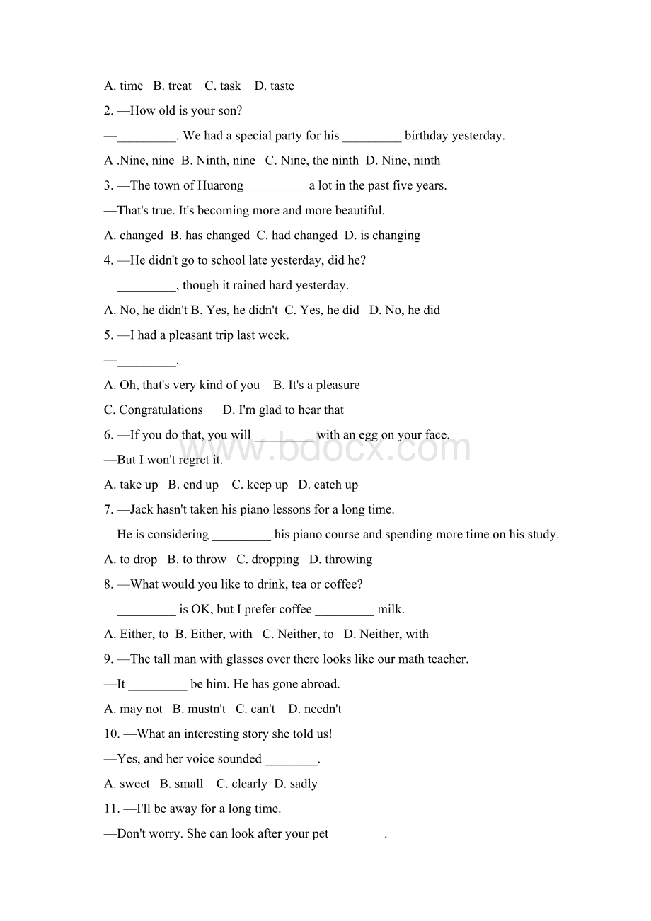 中考英语热点专题训练单项选择含答案Word文档格式.docx_第2页