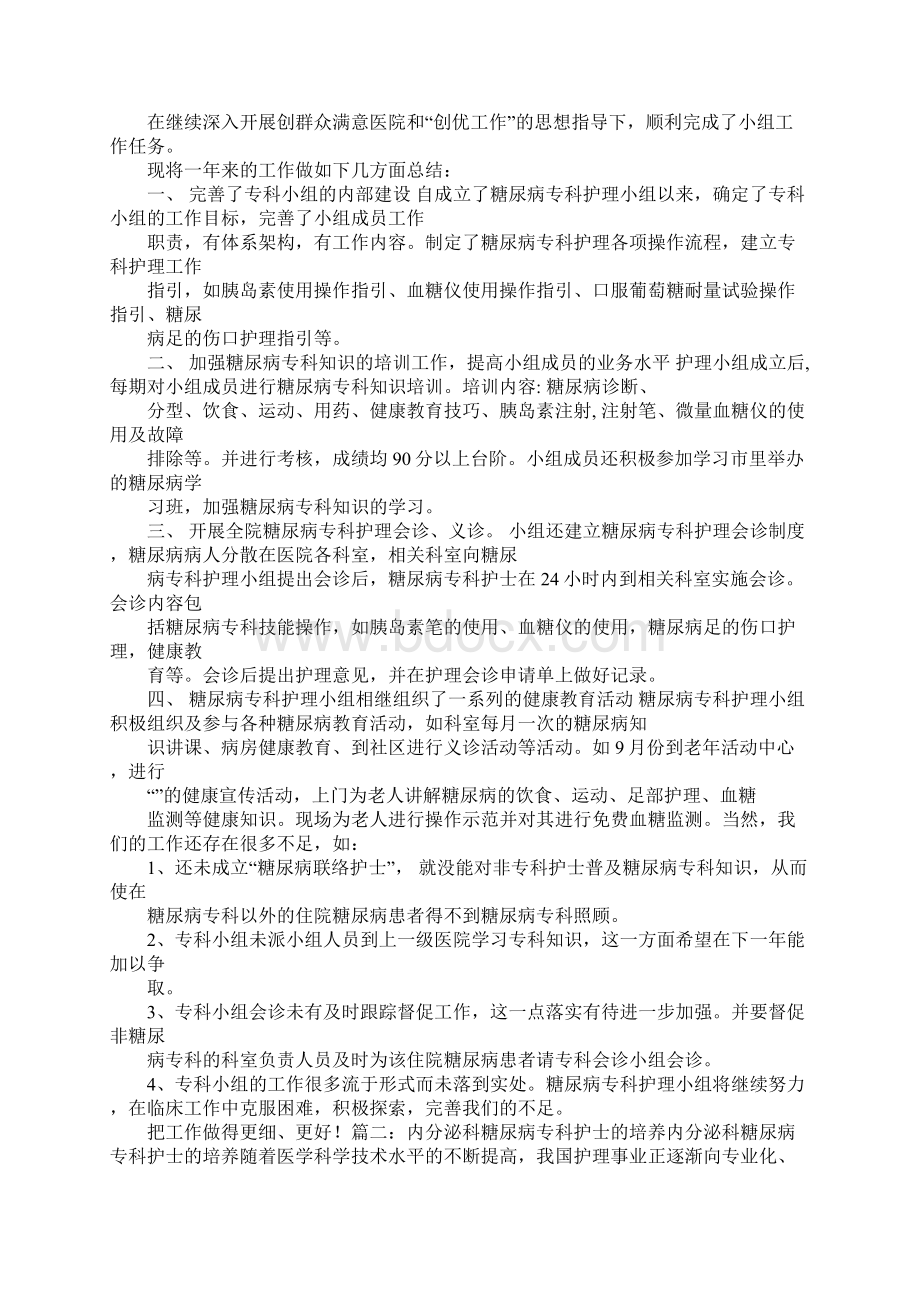 糖尿病专科护士工作总结文档格式.docx_第2页