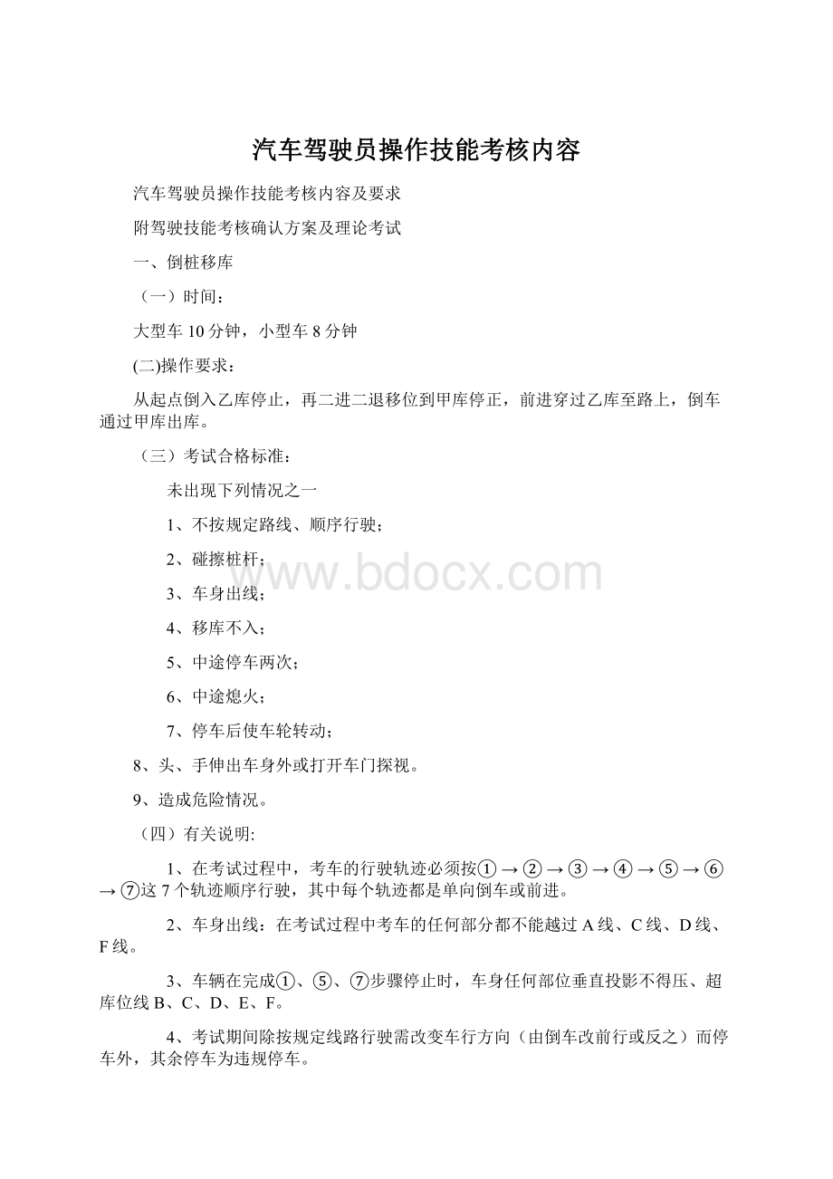 汽车驾驶员操作技能考核内容.docx_第1页