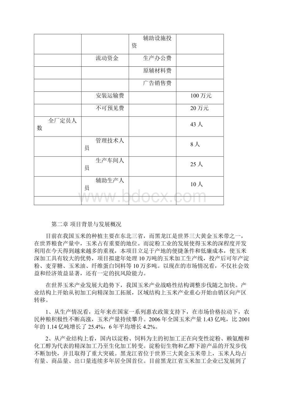 玉米加工厂项目可行性研究报告Word格式文档下载.docx_第3页