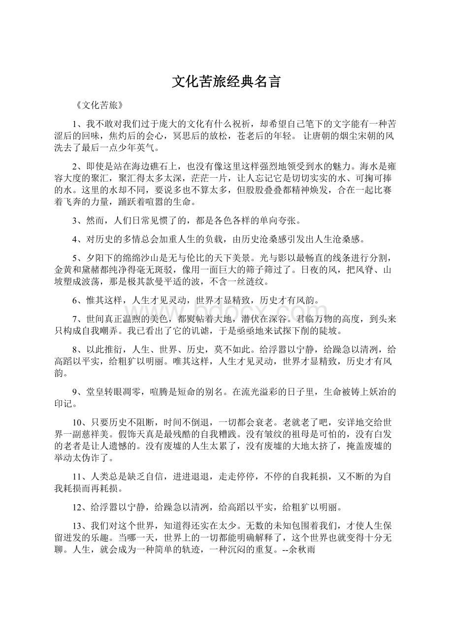 文化苦旅经典名言Word文档格式.docx