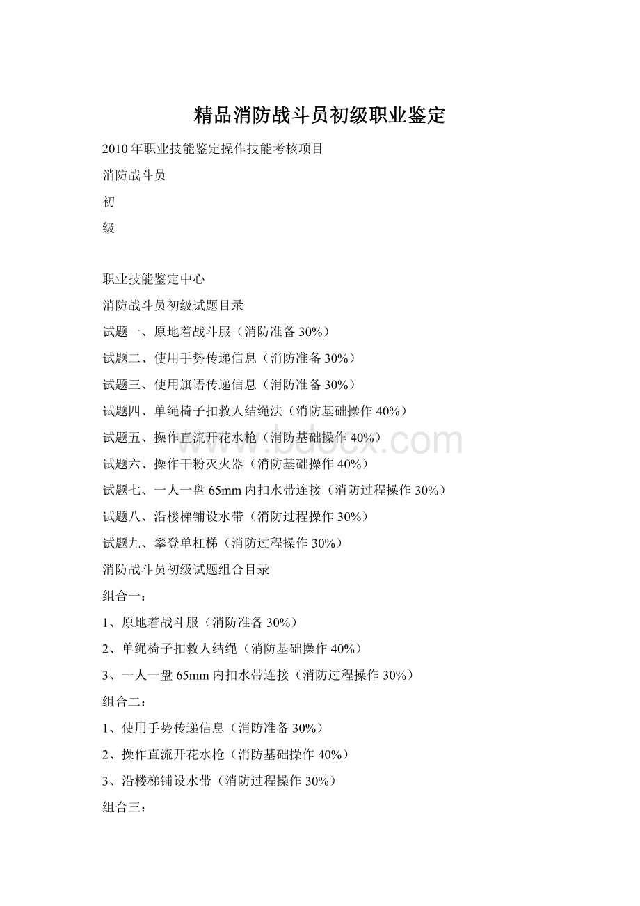 精品消防战斗员初级职业鉴定.docx_第1页