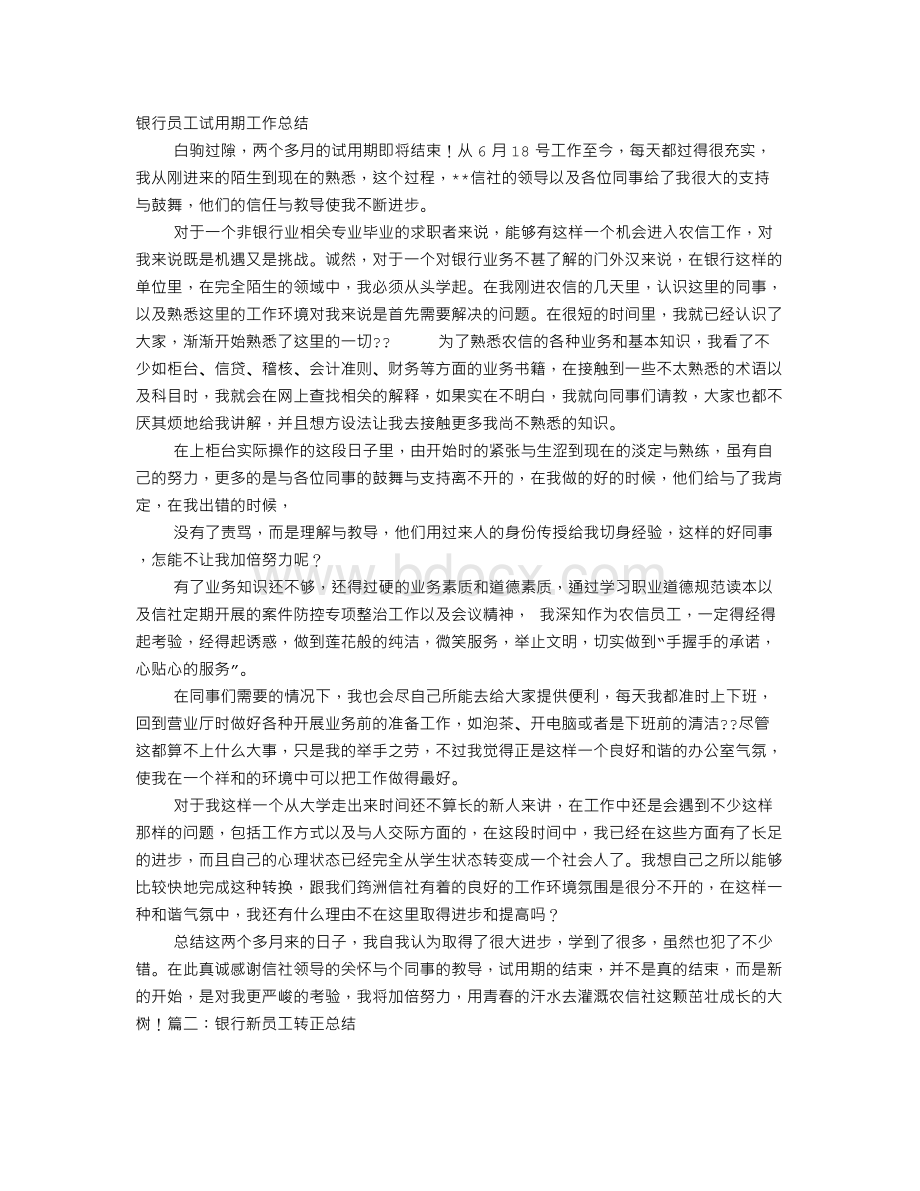 银行新员工试用期工作总结Word文档格式.doc_第1页