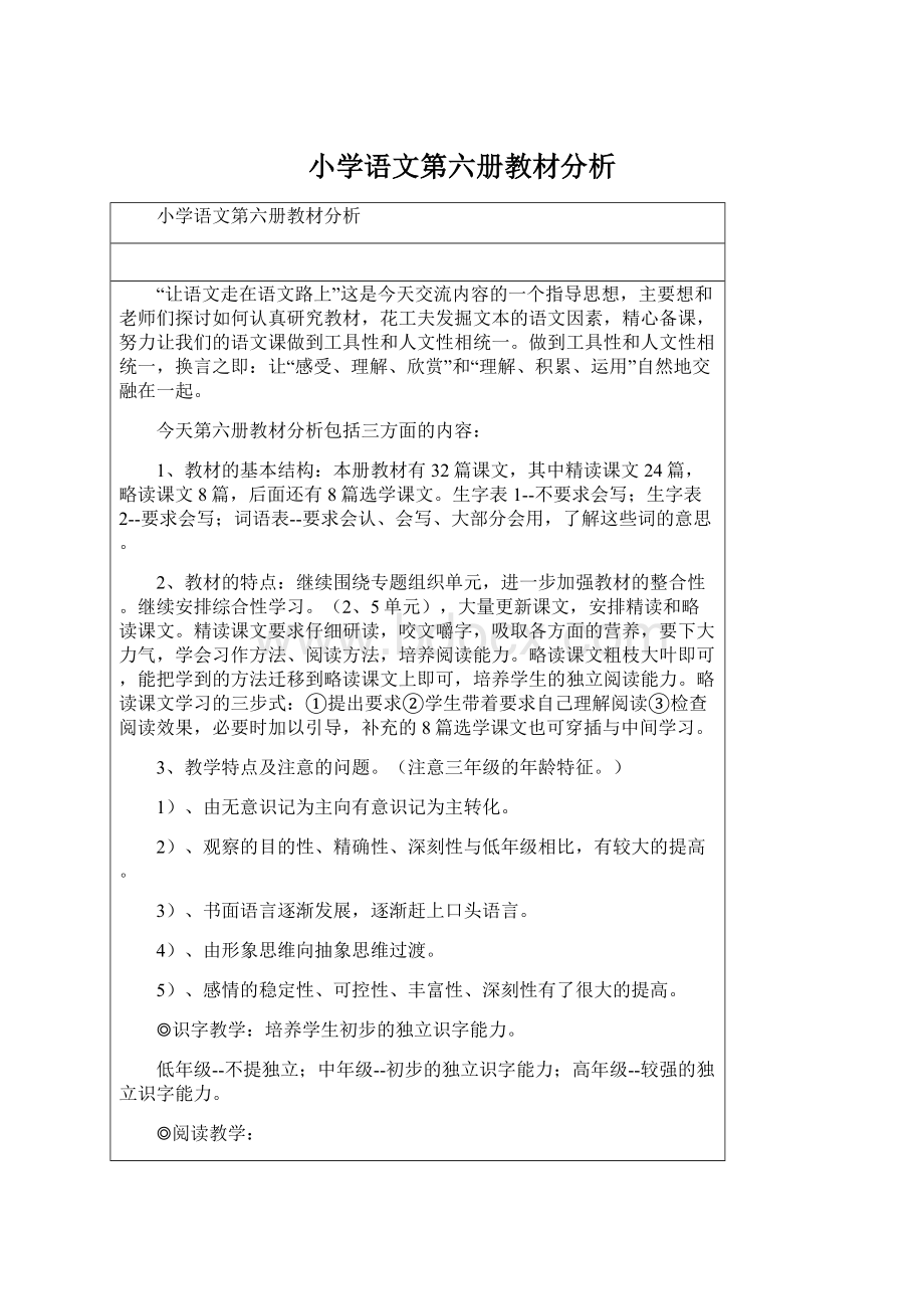 小学语文第六册教材分析Word文件下载.docx_第1页