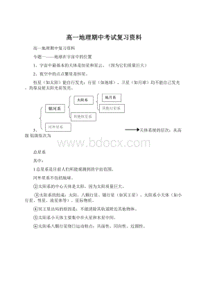 高一地理期中考试复习资料Word文档格式.docx