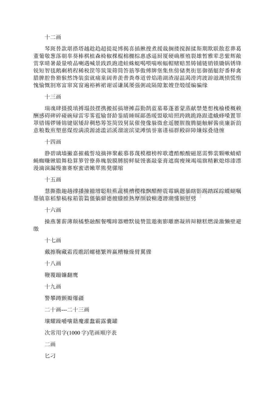 常用汉字3500笔画顺序表重点讲义资料Word文档格式.docx_第3页