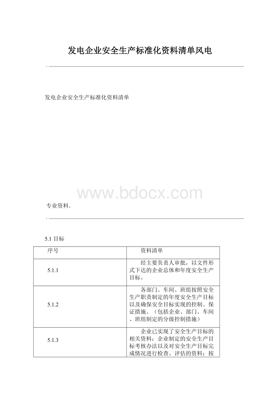 发电企业安全生产标准化资料清单风电Word文档格式.docx_第1页