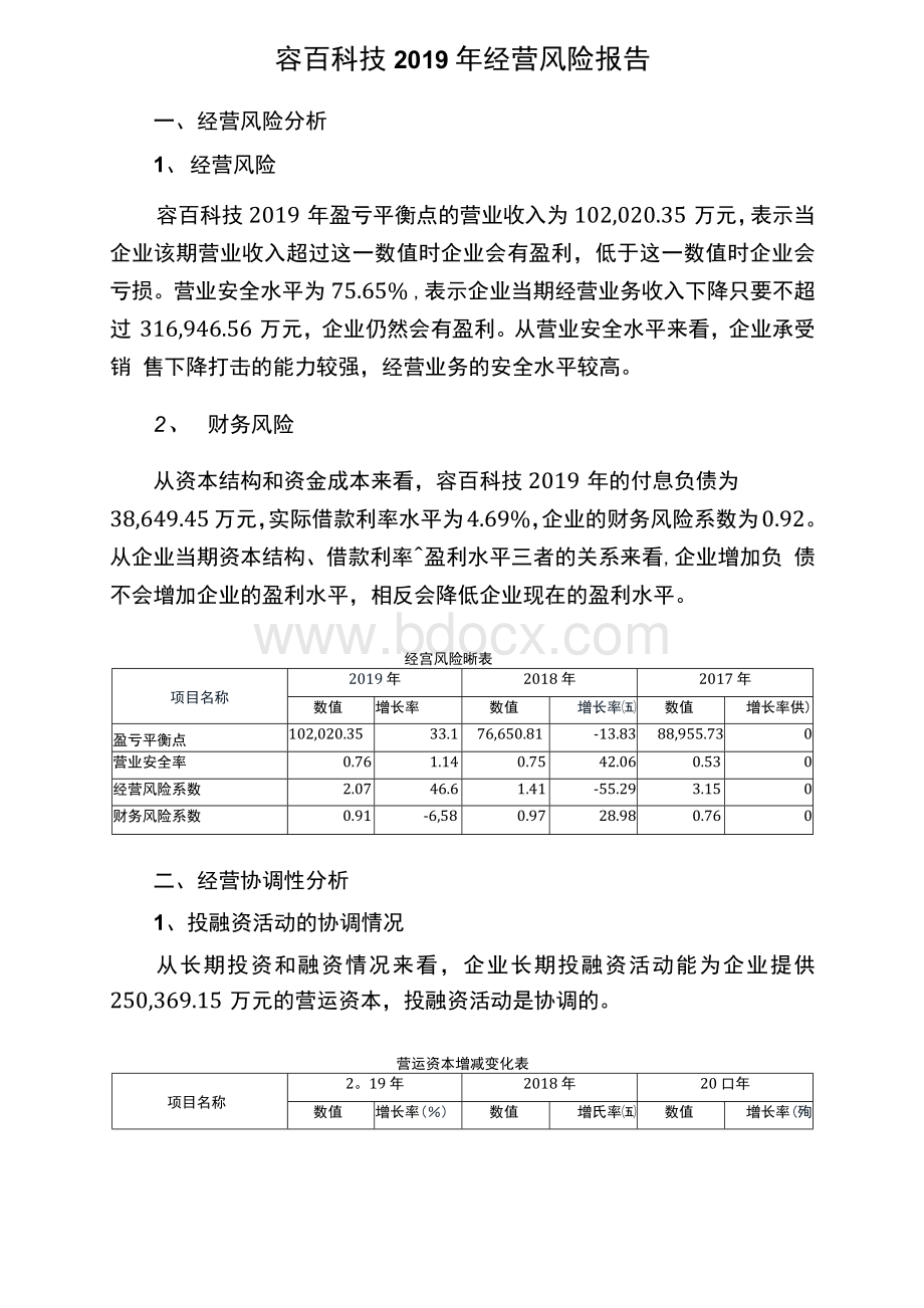 容百科技2019年经营风险报告Word格式文档下载.docx