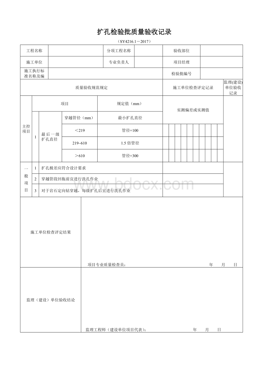 水平定向钻穿越检验批表格SY4216.1-2017Word文档下载推荐.doc_第3页