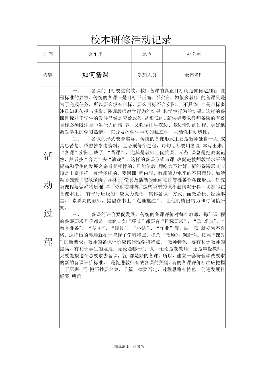 校本研修活动记录完整版.docx_第1页