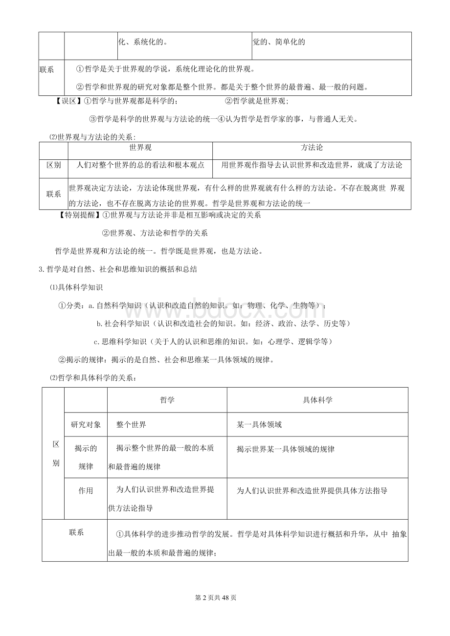 统编版（2019）高中政治必修4《哲学与文化》知识点复习提纲 （全面实用！）2.docx_第2页