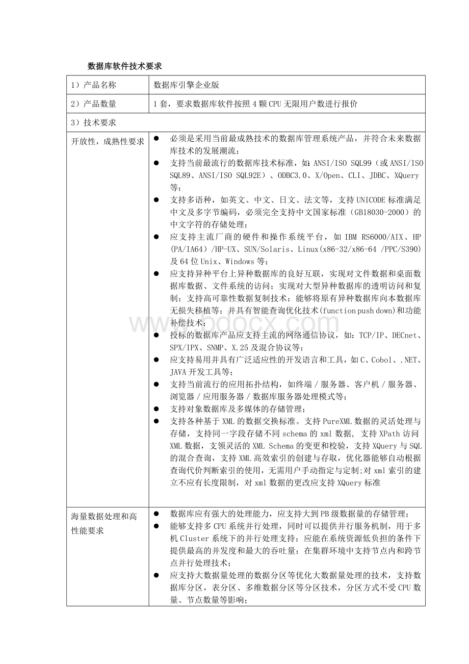 数据库软件技术要求.doc_第1页