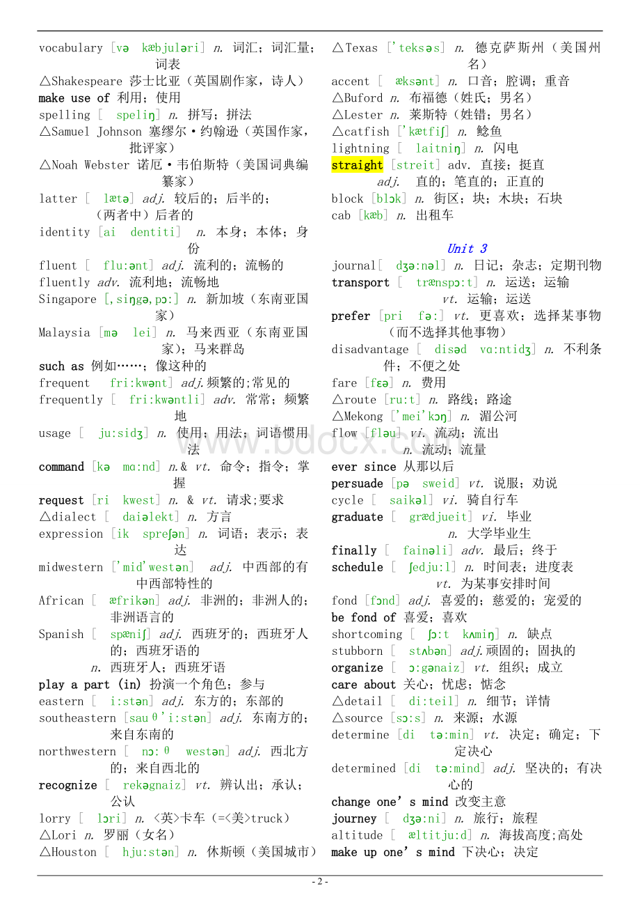 人教版高中英语单词表(含音标)Word下载.doc_第2页