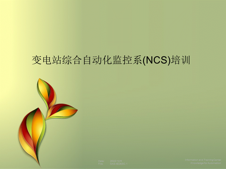 变电站综合自动化监控系统(NCS)培训.pptx_第1页