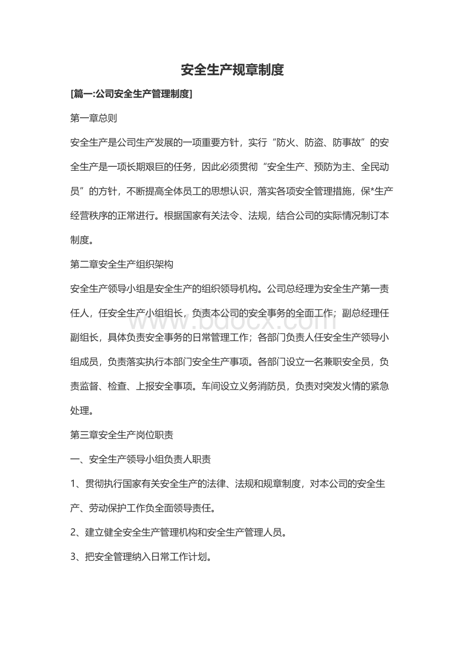 安全生产规章制度文档格式.docx