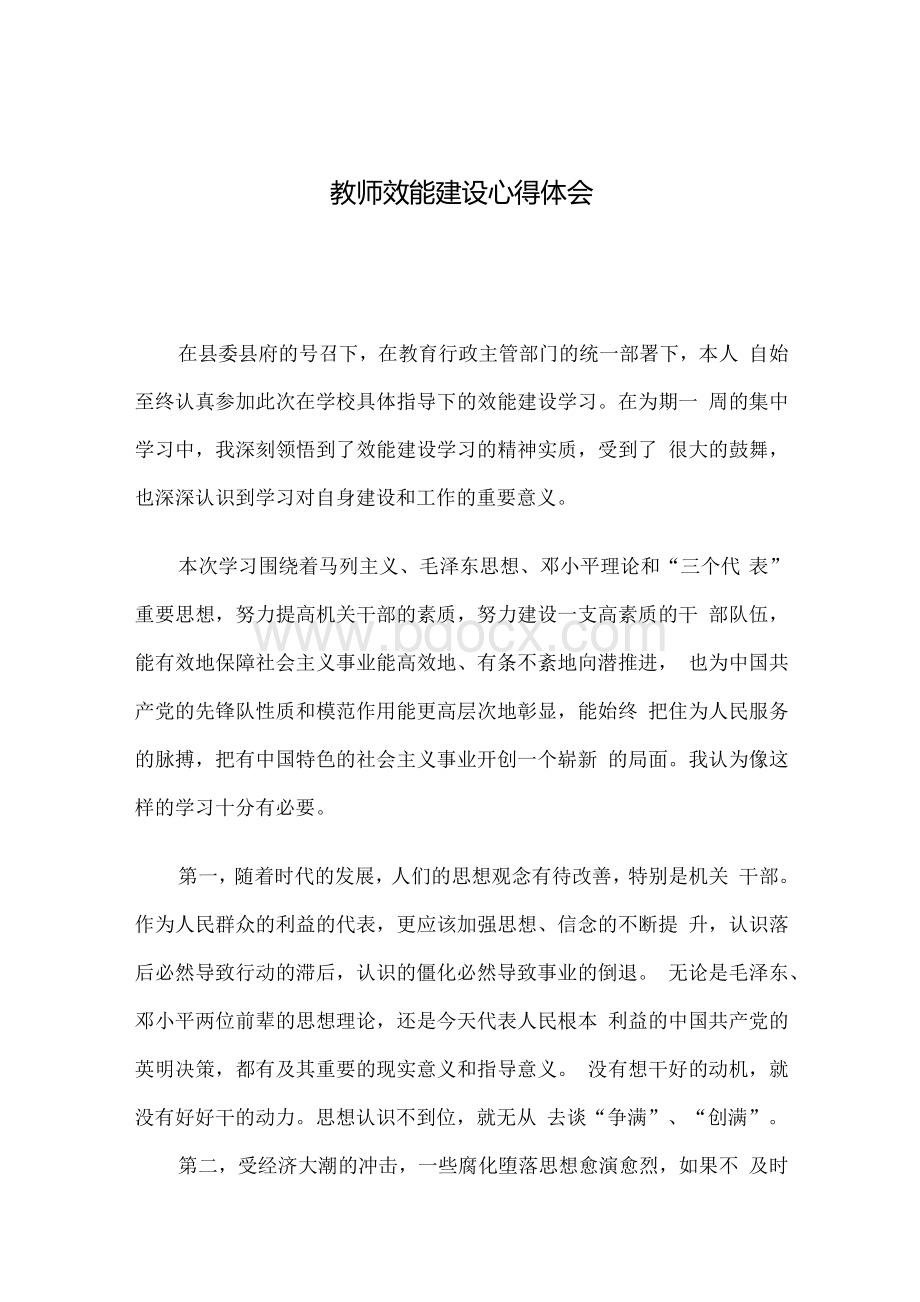 教师效能建设心得体会.docx