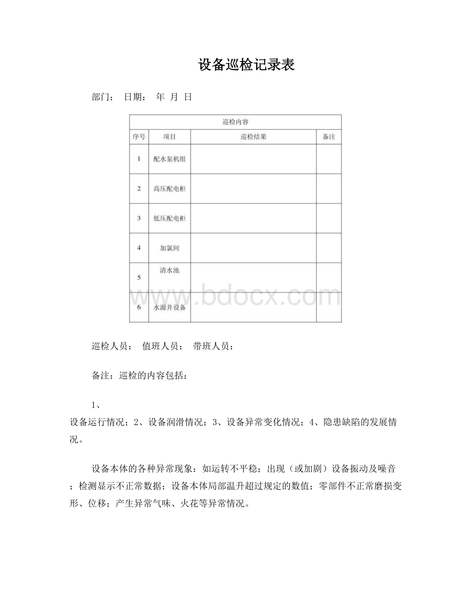 设备巡检记录表Word格式.doc