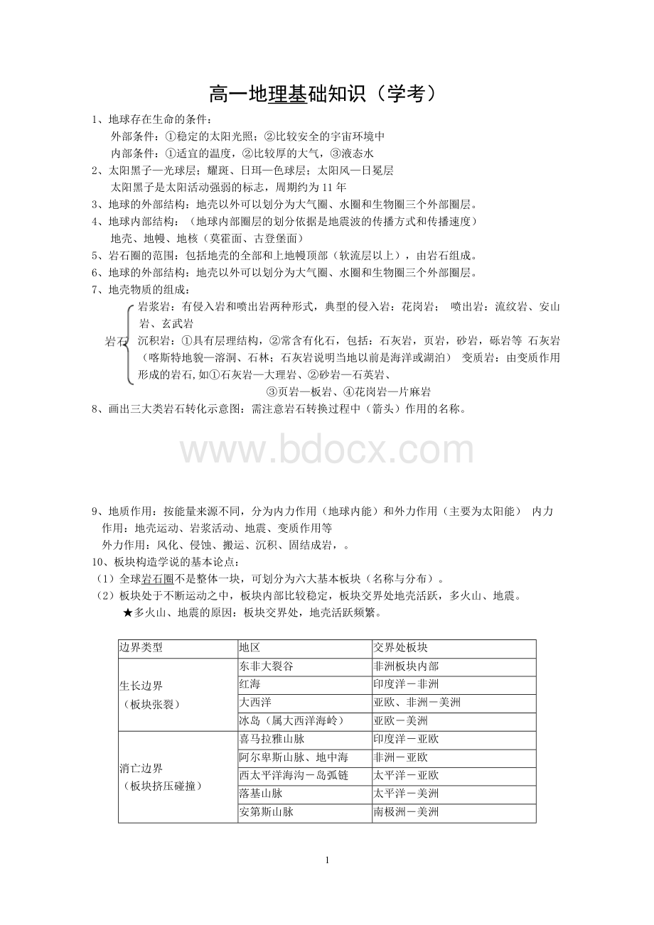 高一地理基础知识(学考)Word下载.docx_第1页