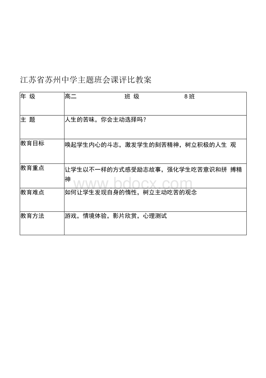 江苏省苏州大市高中优秀主题班会一等奖教案励志学习成才.docx_第1页