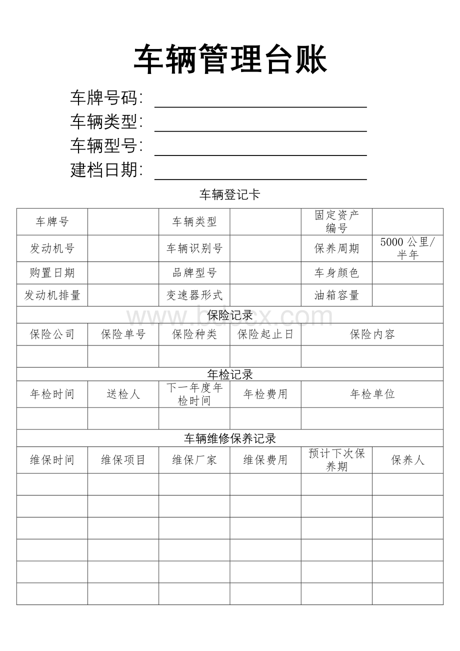 车辆管理台账-Word文档格式.docx