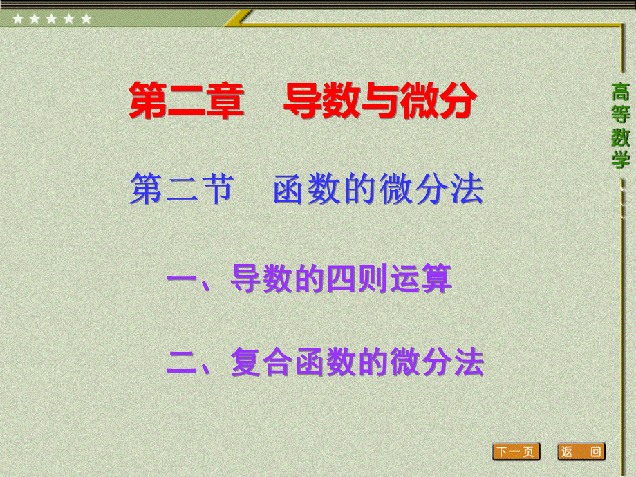 高等数学配套教学课件3年专科第三版盛祥耀第二节函数的微分法.ppt_第1页