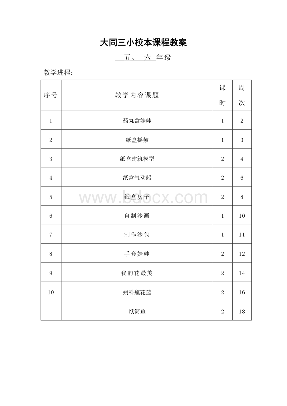 小学五六年级手工制作校本课程教案.doc_第1页