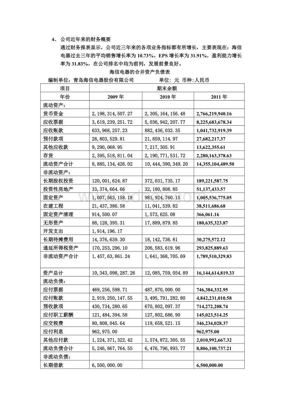 青岛海信电器股份有限公司财务分析报告Word文件下载.doc_第2页