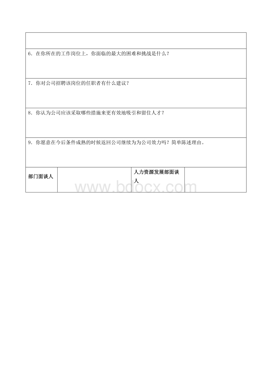 整理离职面谈表-附表一《员工离职面谈表》Word格式文档下载.docx_第2页