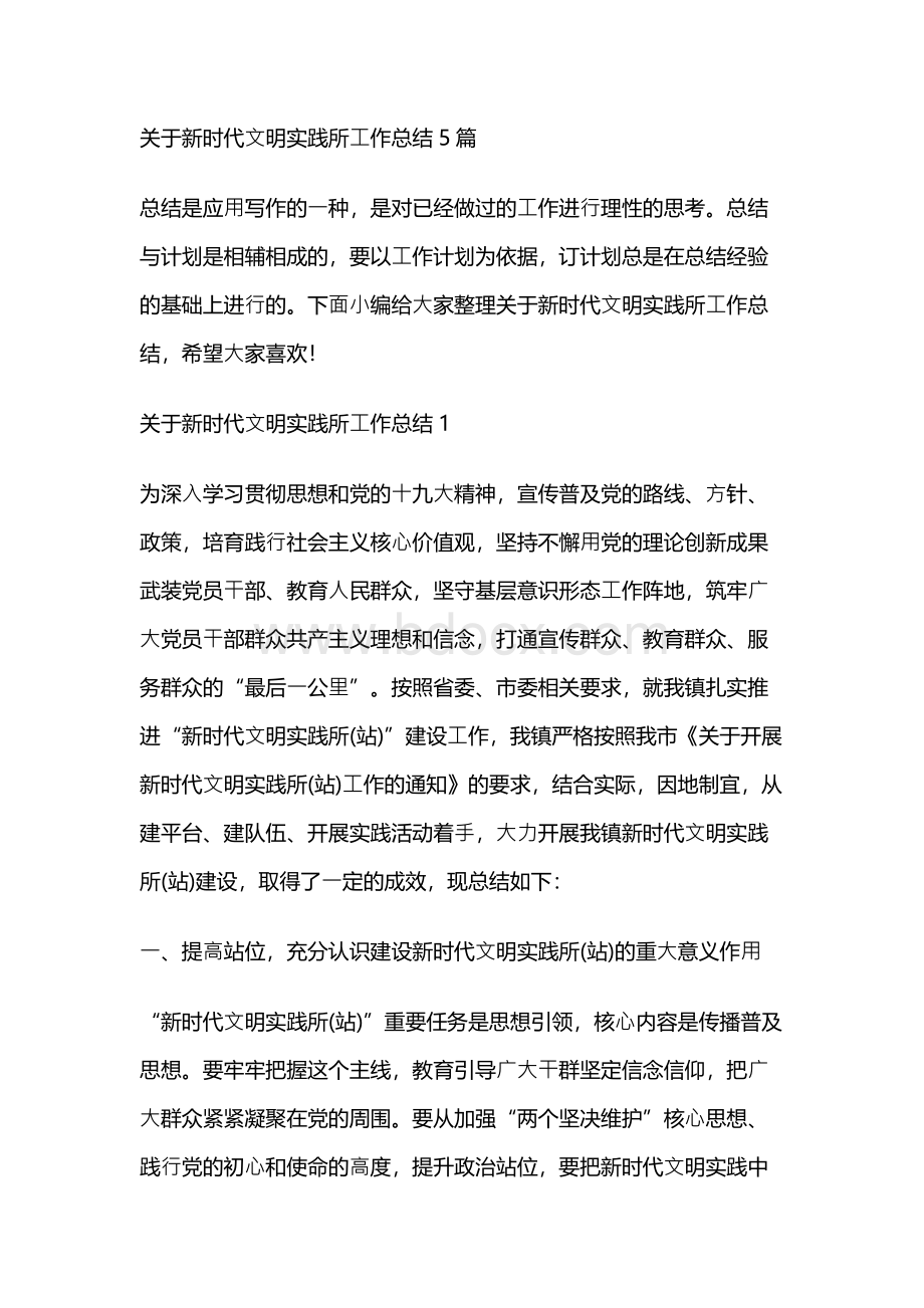 关于新时代文明实践所工作总结5篇文档格式.docx