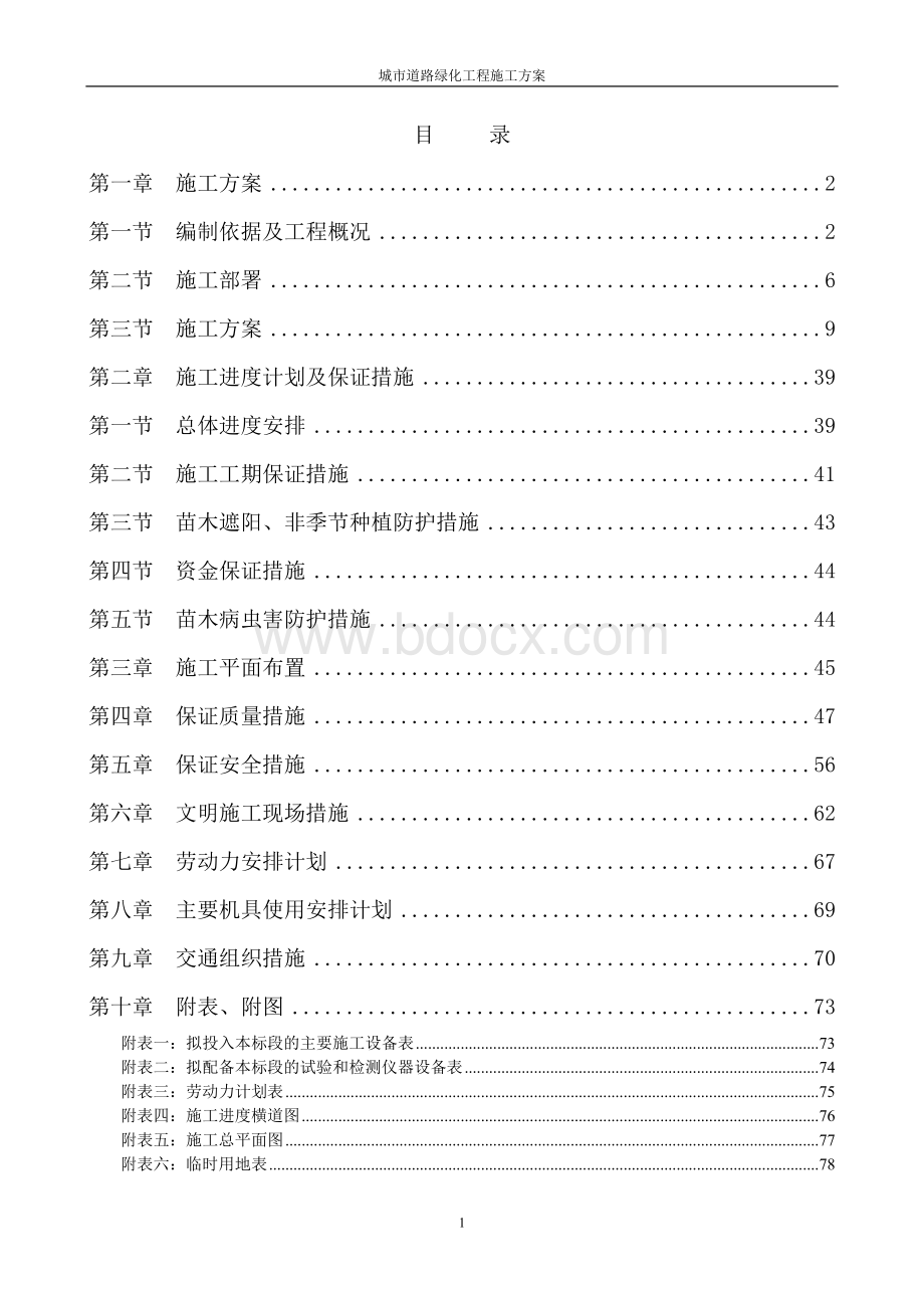 城市道路绿化工程施工方案.doc_第1页