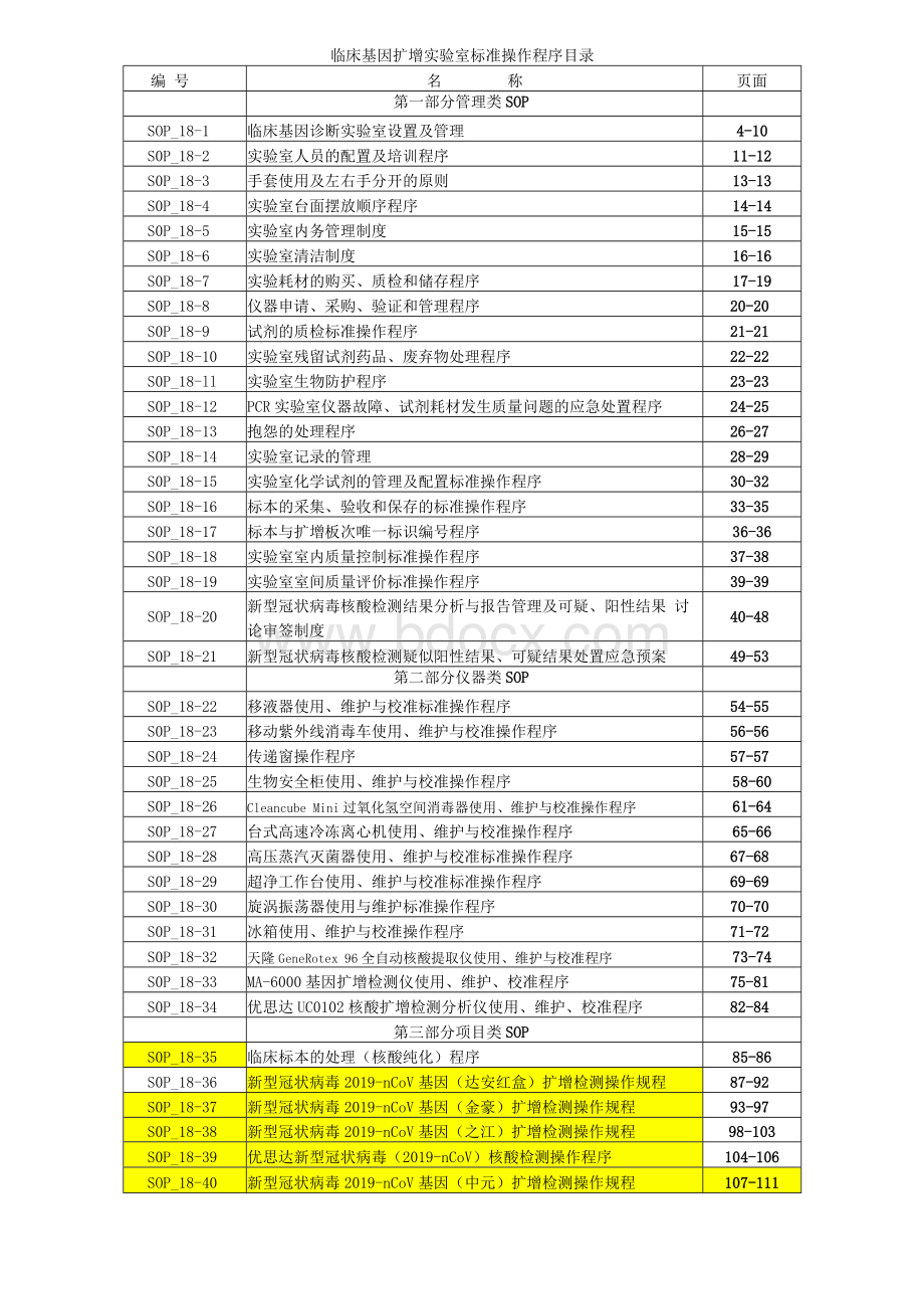 新冠核酸检测技术PCR实验室质量体系文件第三部份项目类SOPWord文档下载推荐.docx