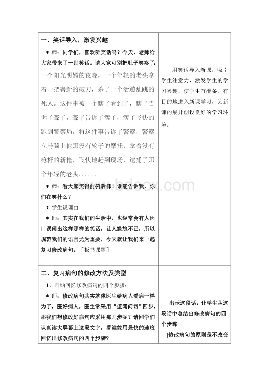 公开课修改病句教学设计新部编版(详).doc_第2页