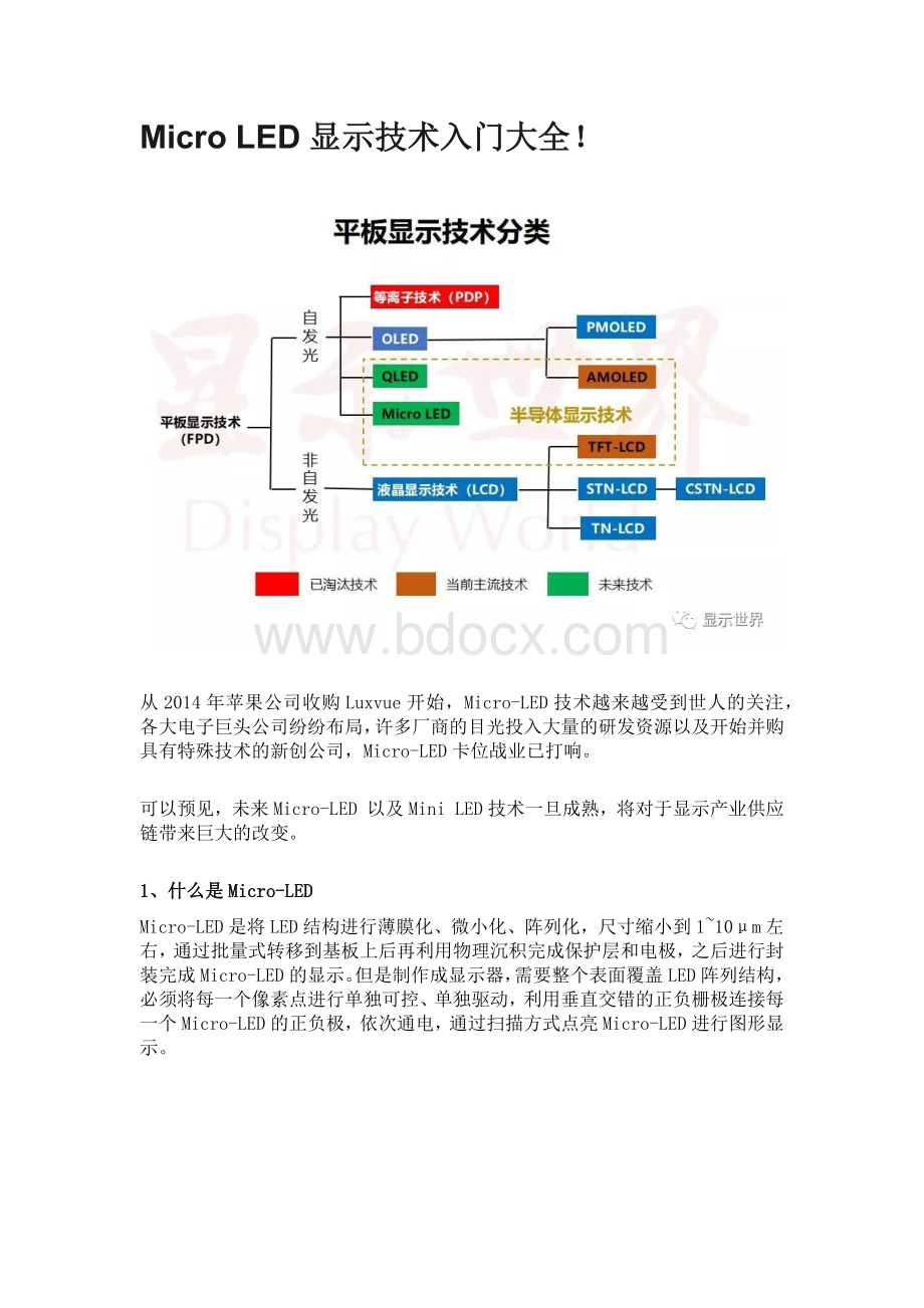 Micro LED显示技术入门大全文档格式.docx_第1页