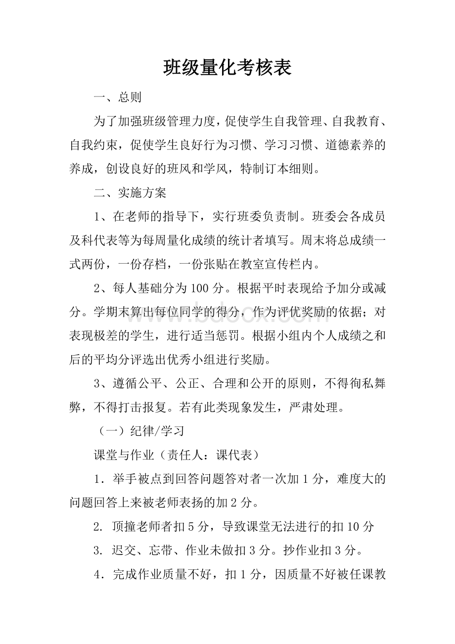 班级量化考核表文档格式.docx