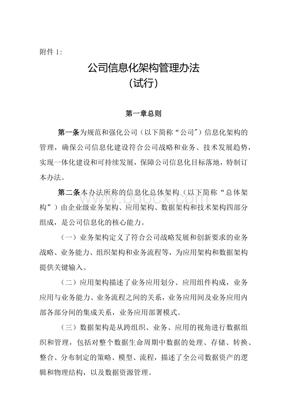 公司信息化架构管理办法（试行）Word下载.docx