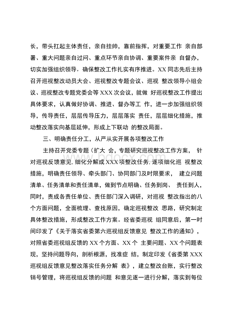 关于党委书记组织落实巡视整改“第一责任人”的情况报告Word格式文档下载.docx_第2页