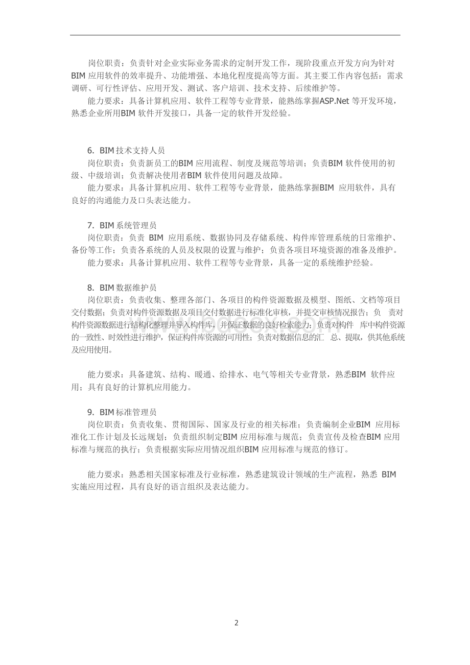 企业BIM岗位的岗位职责和任职要求Word下载.docx_第2页