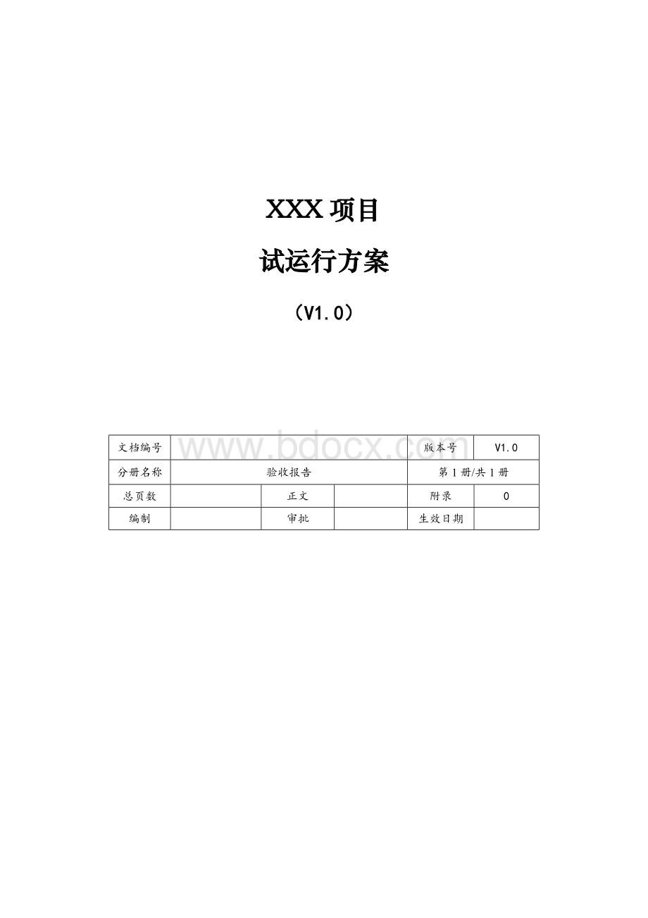 项目试运行方案(模板)文档格式.doc_第1页