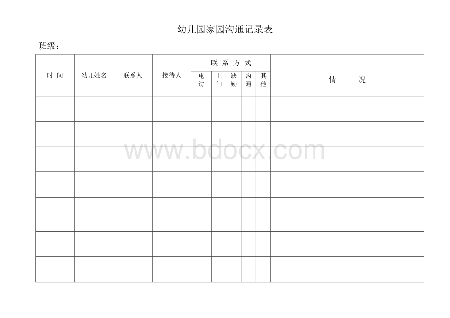 幼儿园家园沟通记录表2页.doc_第1页