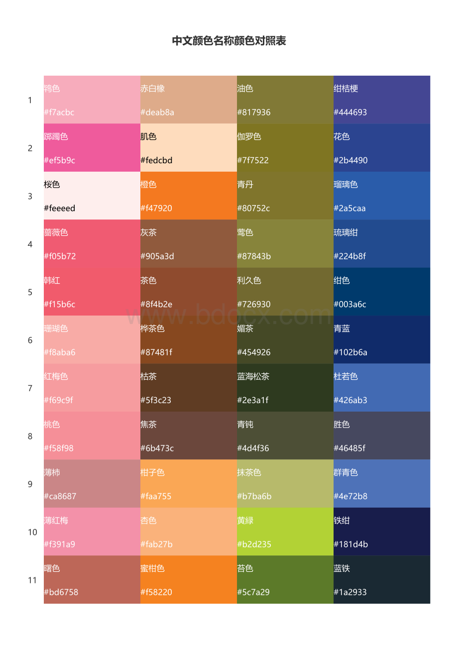 中文颜色名称颜色对照表Word文件下载.doc_第1页