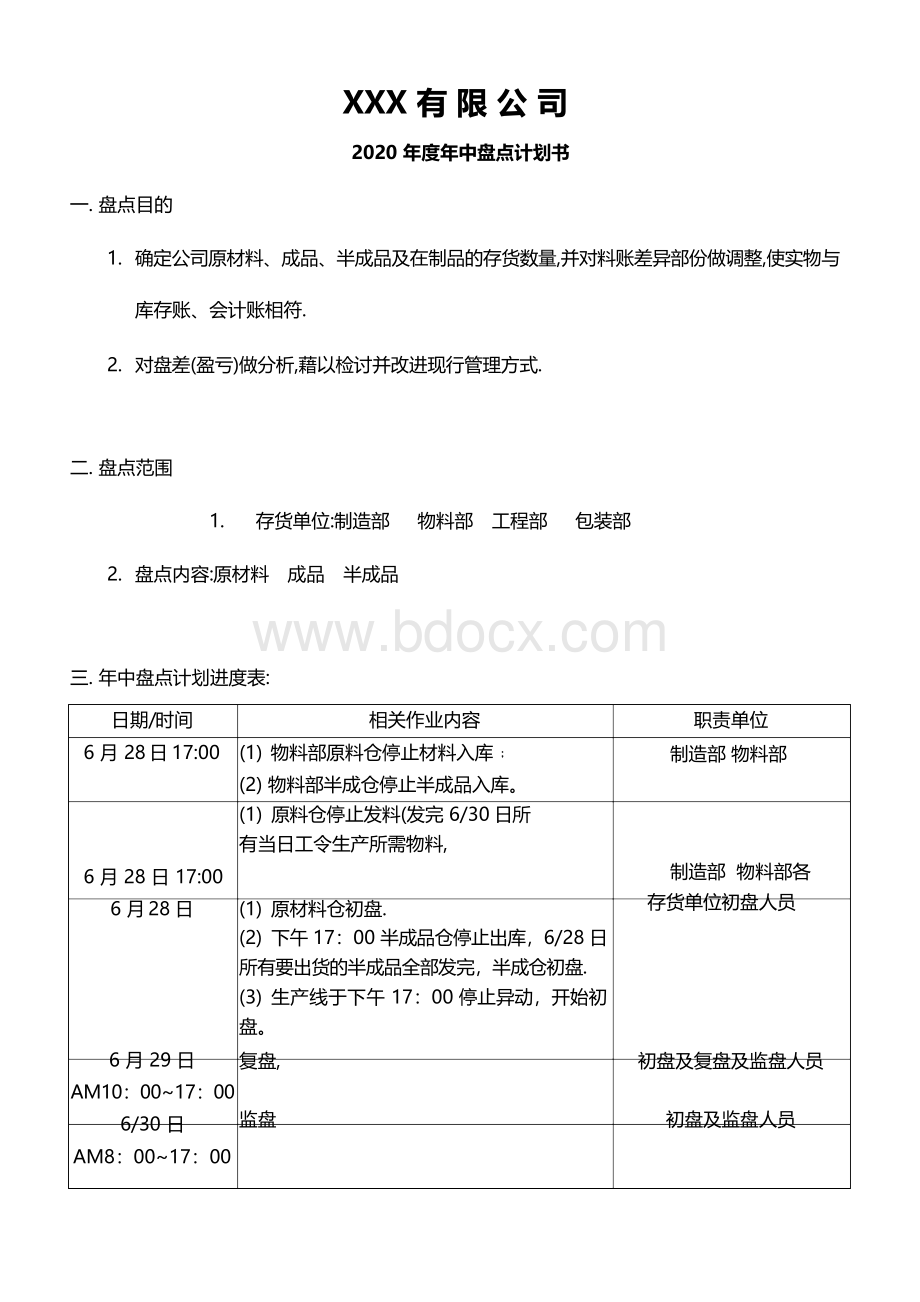 仓库盘点计划Word文档格式.docx