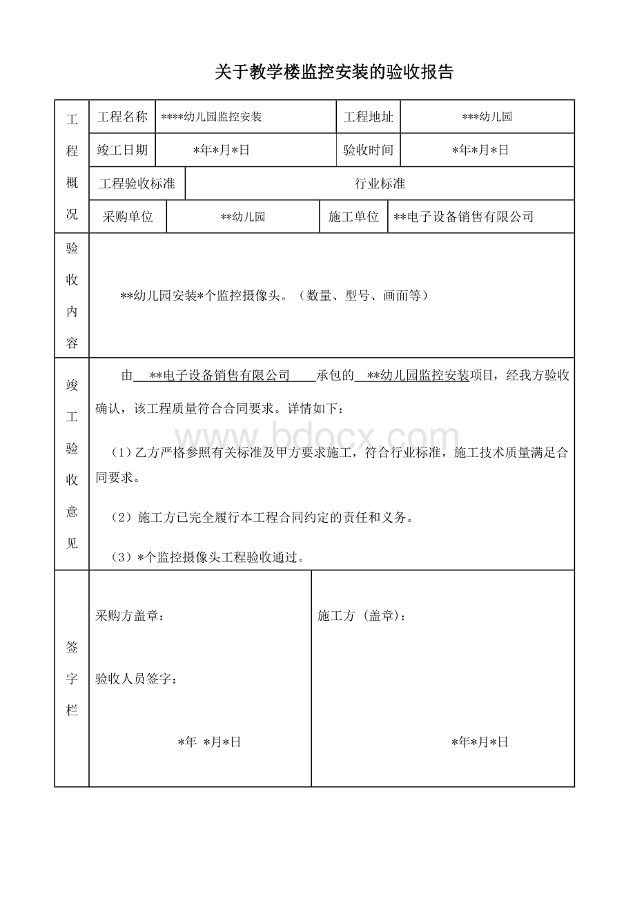 (完整版)监控工程验收报告Word格式.doc_第1页