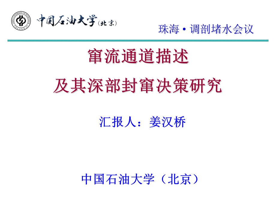 窜流通道描述技术及其深部封窜决策研究 (1).ppt_第1页