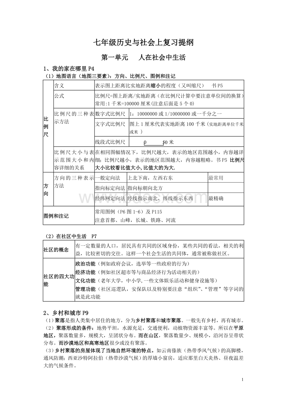 (完整)浙教版历史与社会七年级上复习提纲 (1).doc_第1页