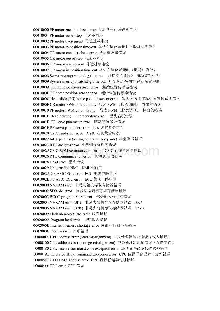 epson7800-9800大幅面打印机错误代码及解决方案.doc_第1页