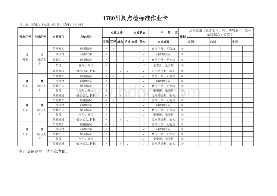 起重吊具点检标准样卡夹钳20110423表格文件下载.xls