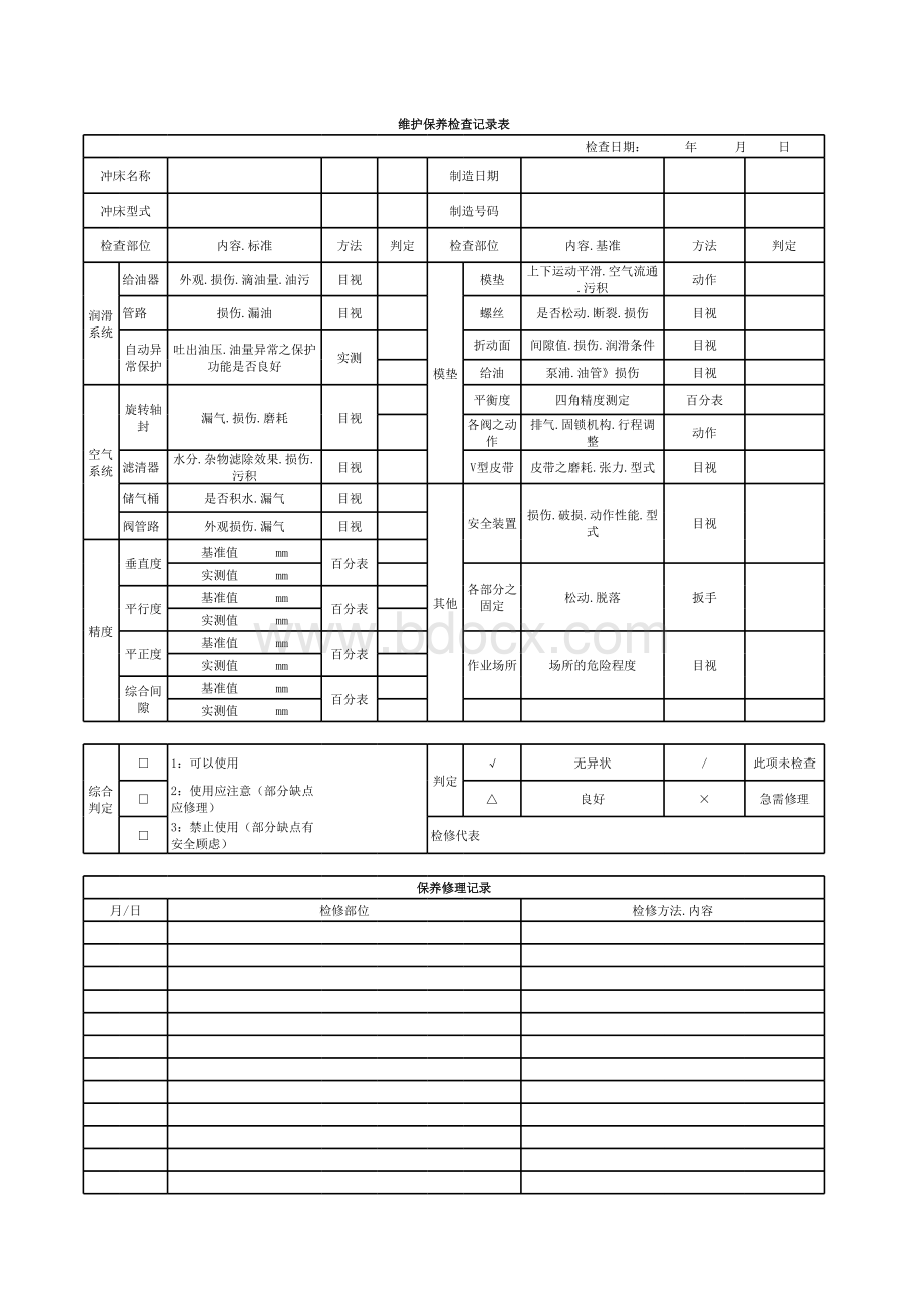 冲床维修保养检查表.xls_第3页