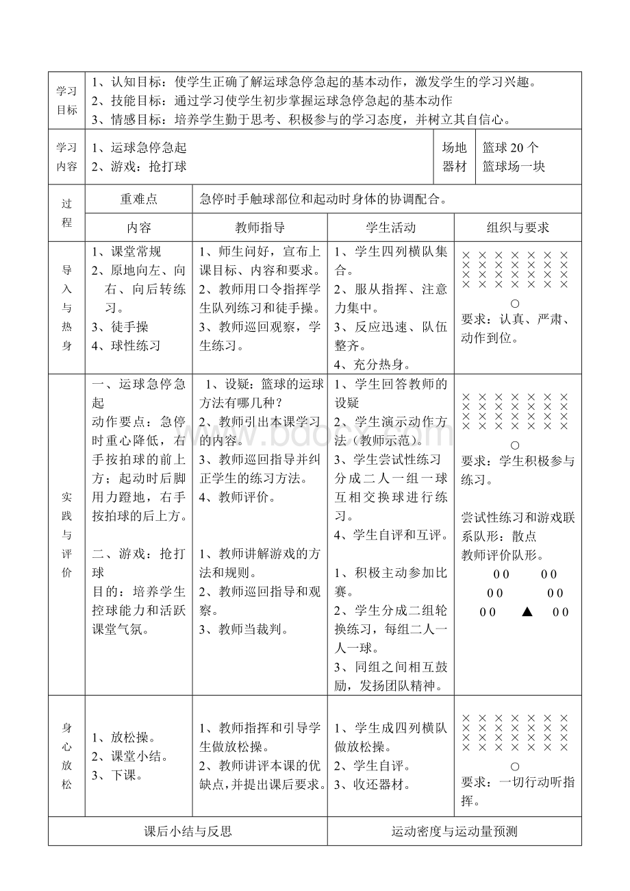 篮球运球急停急起教学设计.doc