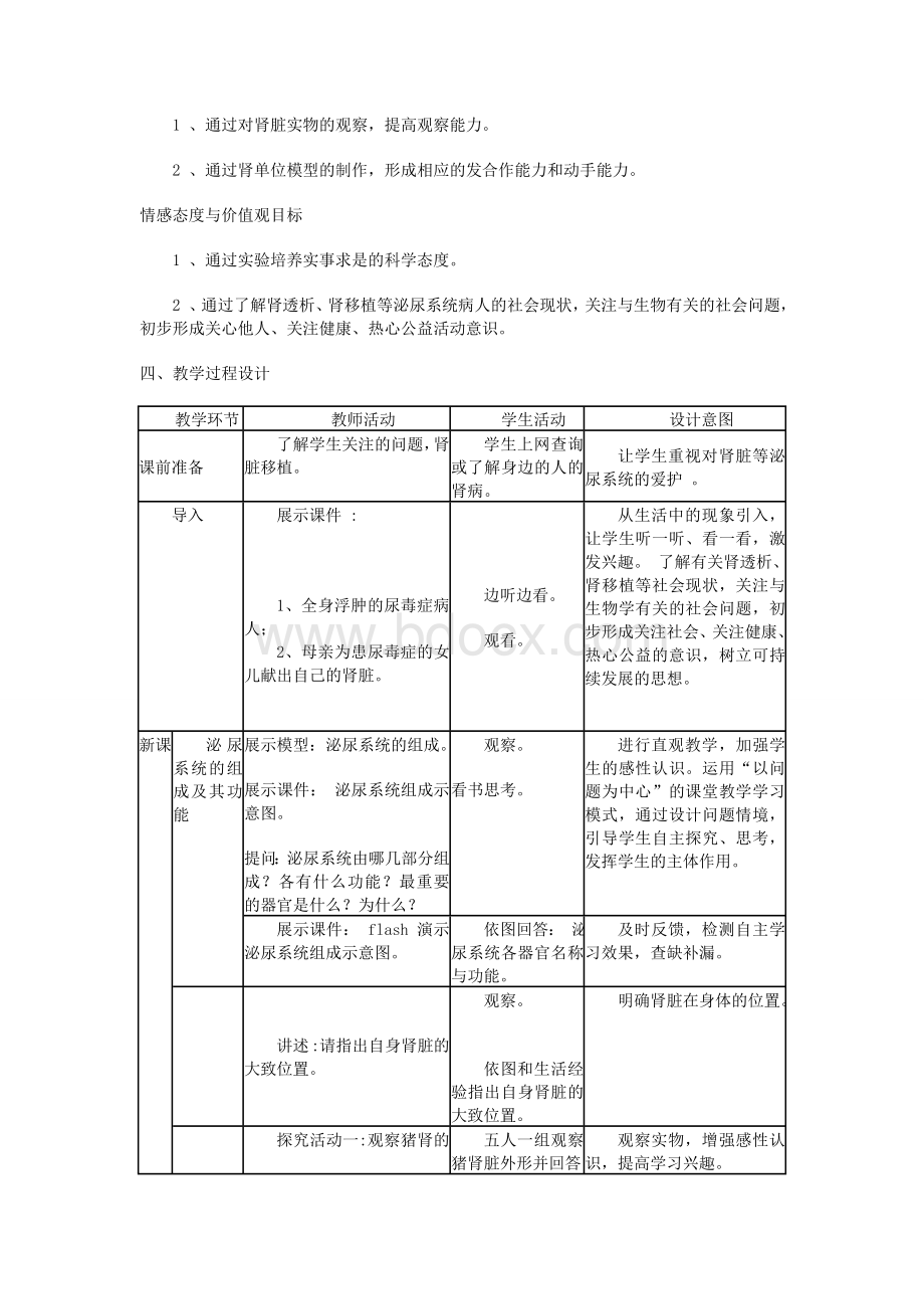 人体泌尿系统的组成教学设计Word格式.doc_第2页